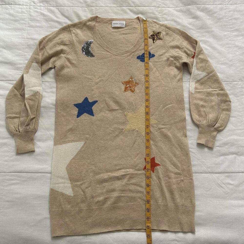 Tsumori Chisato tan sequin embroidered galaxy sweater dress - Picture 7 of 7